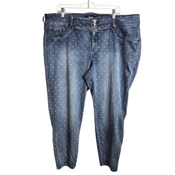 TORRID DENIM Skinny Jeans Pants MEDIUM WASH BLUE w POLKA DOTS size 24 Smoothing - Picture 2 of 10